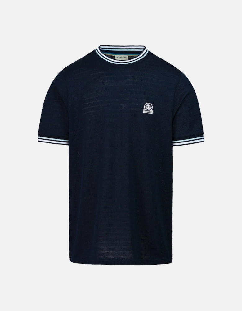Texture Jacquard T-Shirt Navy