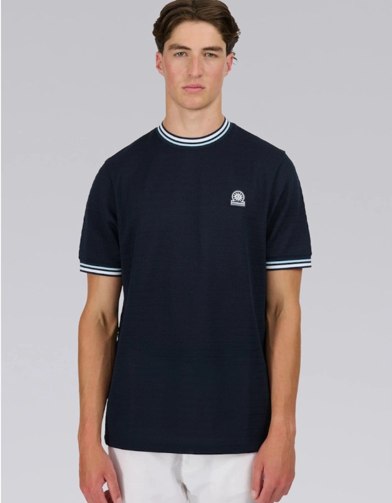 Texture Jacquard T-Shirt Navy