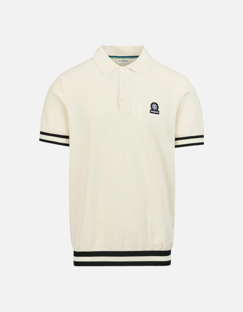 Stripe Hem Polo Shirt Ecru