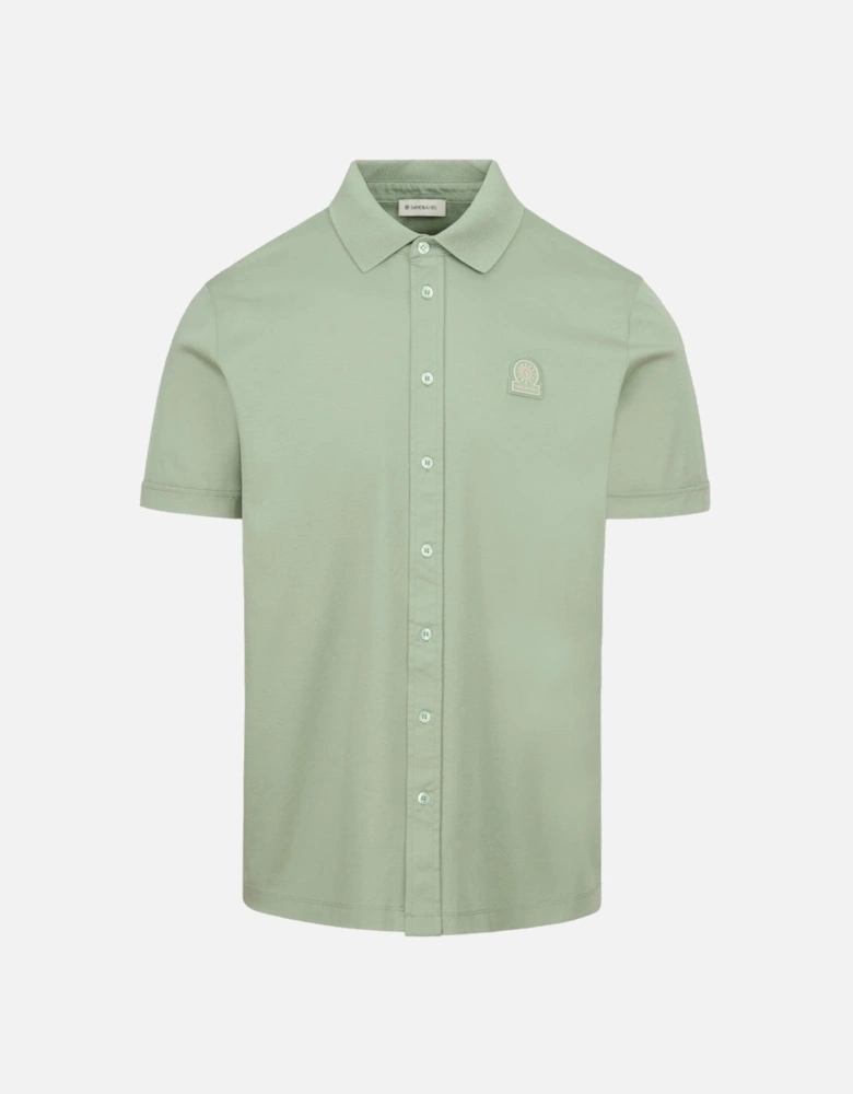 Full Button Interlock Polo Shirt Sage