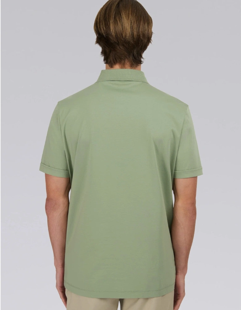 Full Button Interlock Polo Shirt Sage