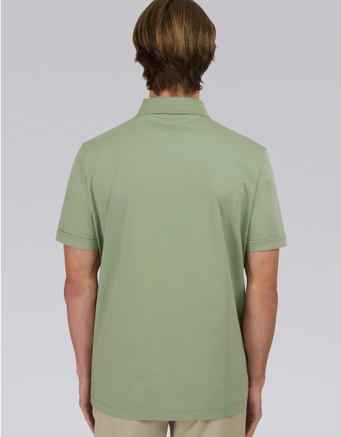 Full Button Interlock Polo Shirt Sage