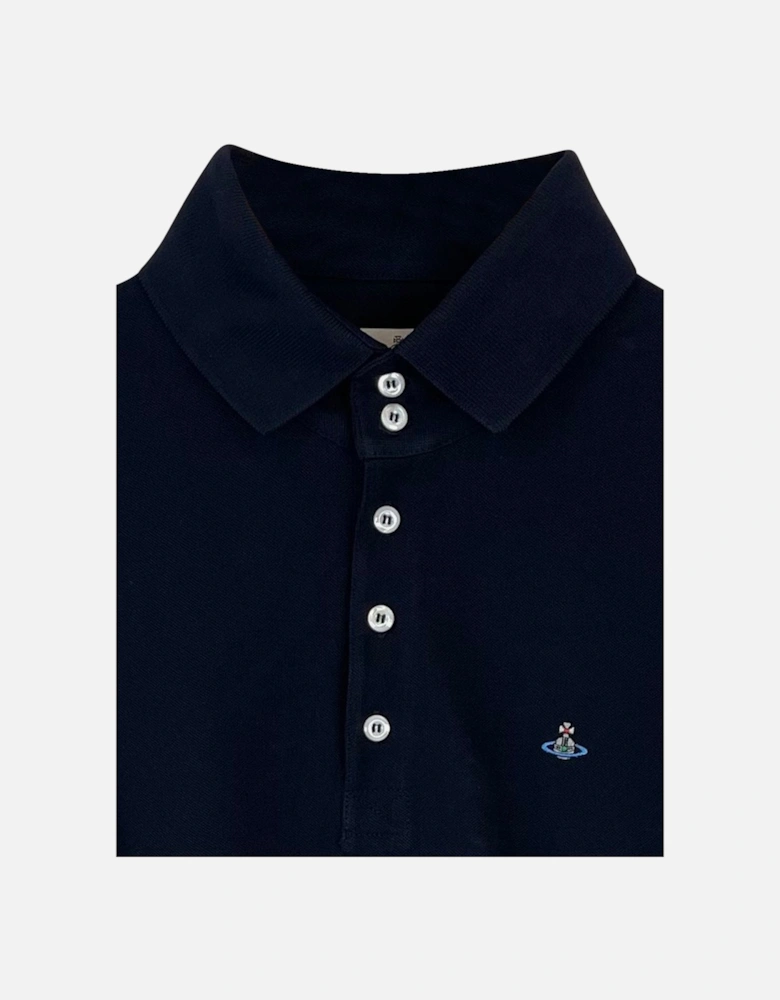 Men's Navy Long Sleeve Collared Polo Shirt
