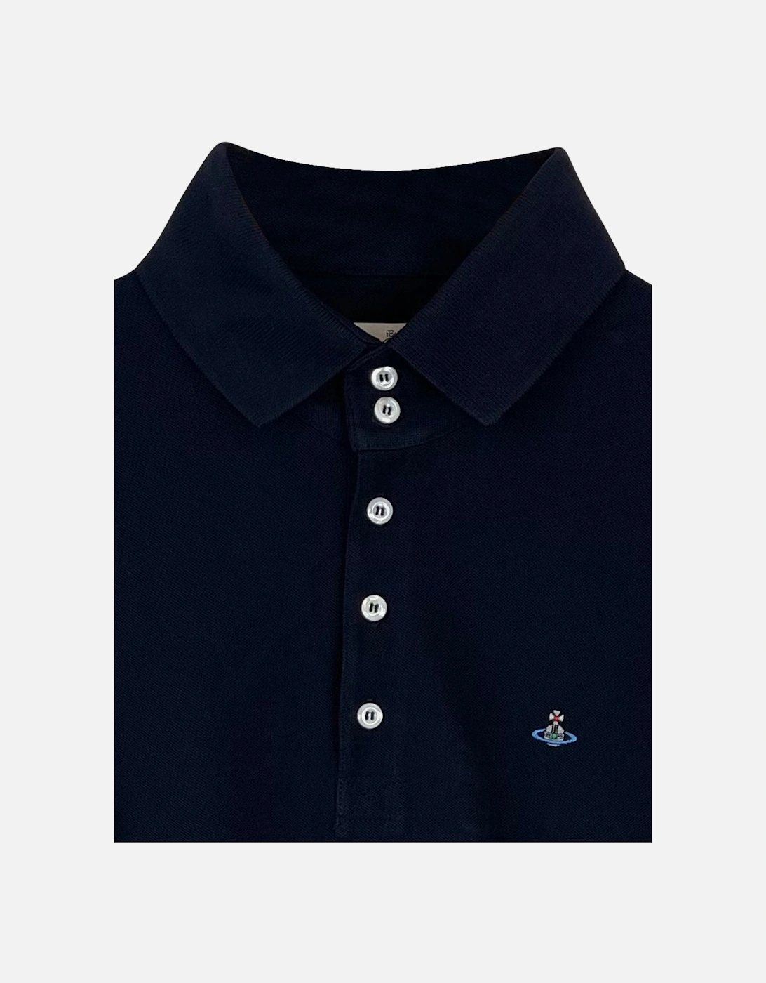 Men's Navy Long Sleeve Collared Polo Shirt