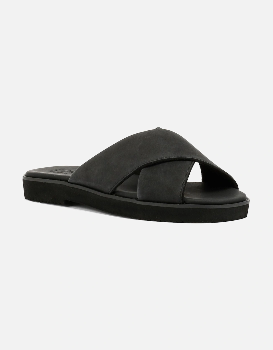Mae Crossover Leather Women's Black Sandals