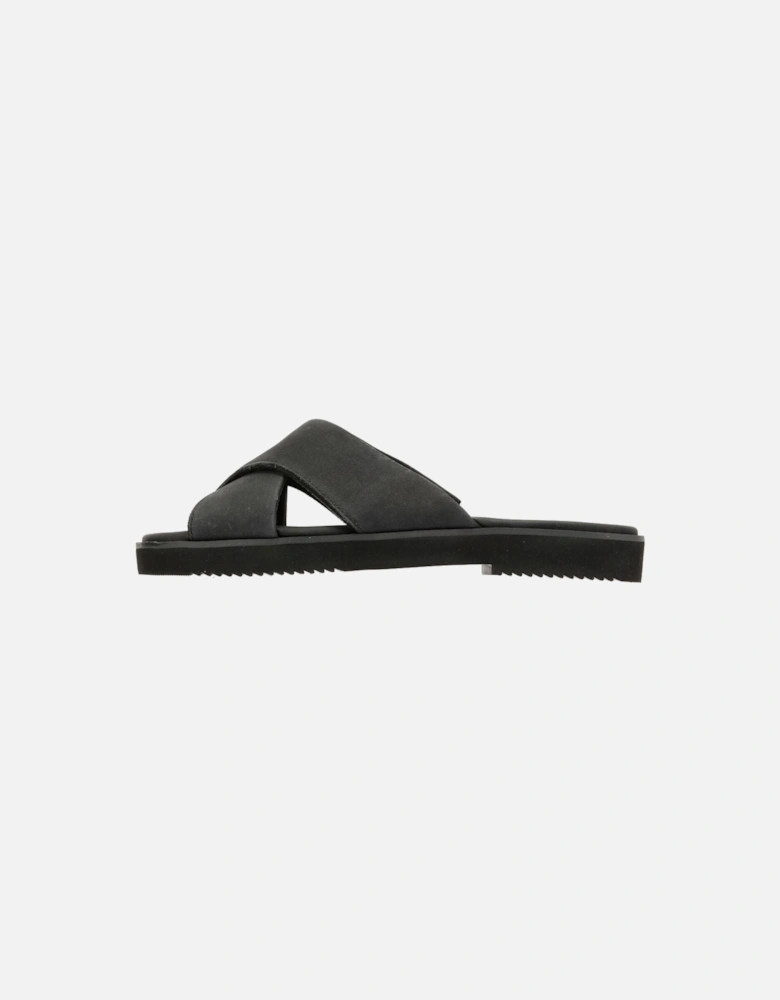 Mae Crossover Leather Women's Black Sandals