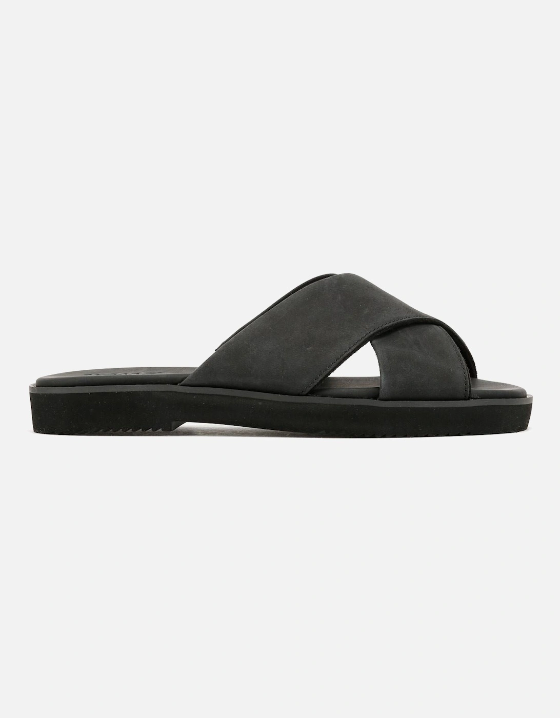 Mae Crossover Leather Women's Black Sandals