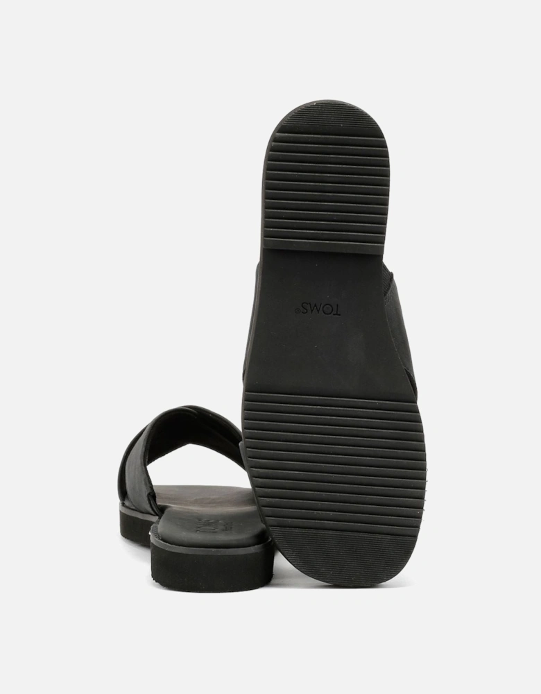 Mae Crossover Leather Women's Black Sandals