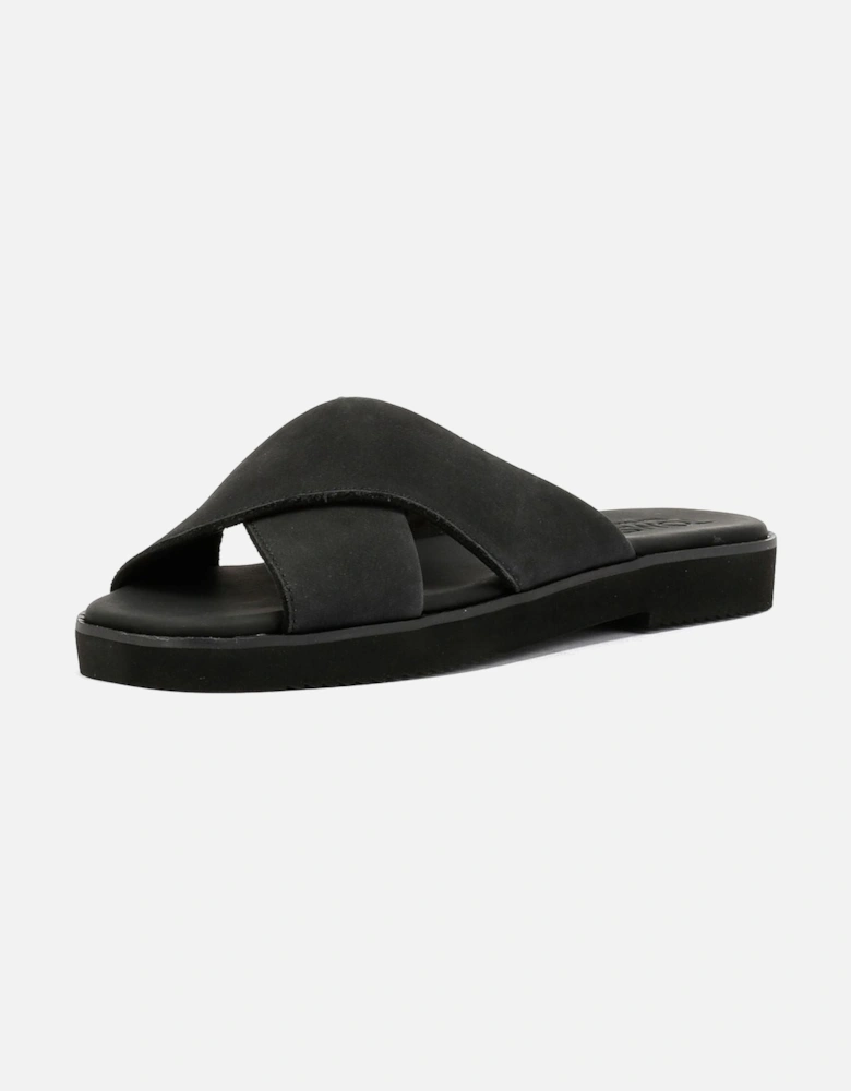 Mae Crossover Leather Women's Black Sandals
