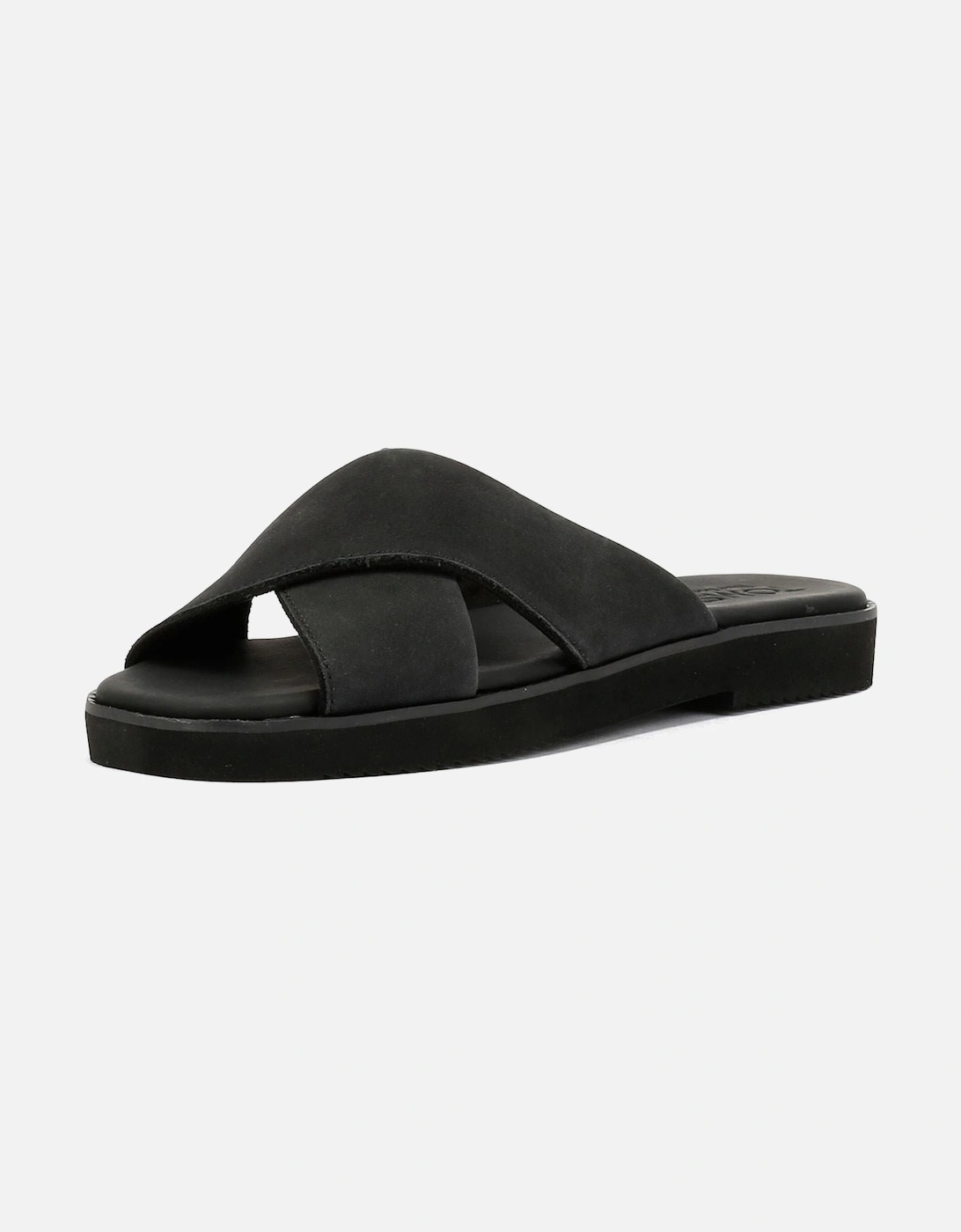 Mae Crossover Leather Women's Black Sandals