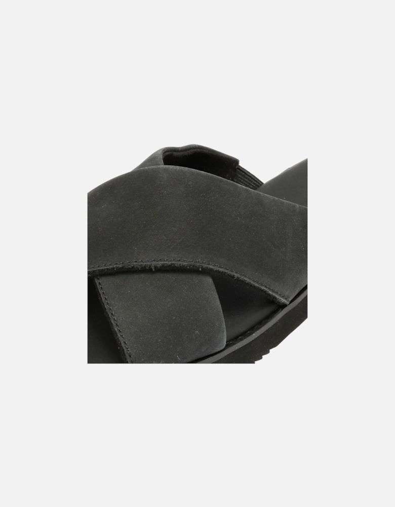 Mae Crossover Leather Women's Black Sandals