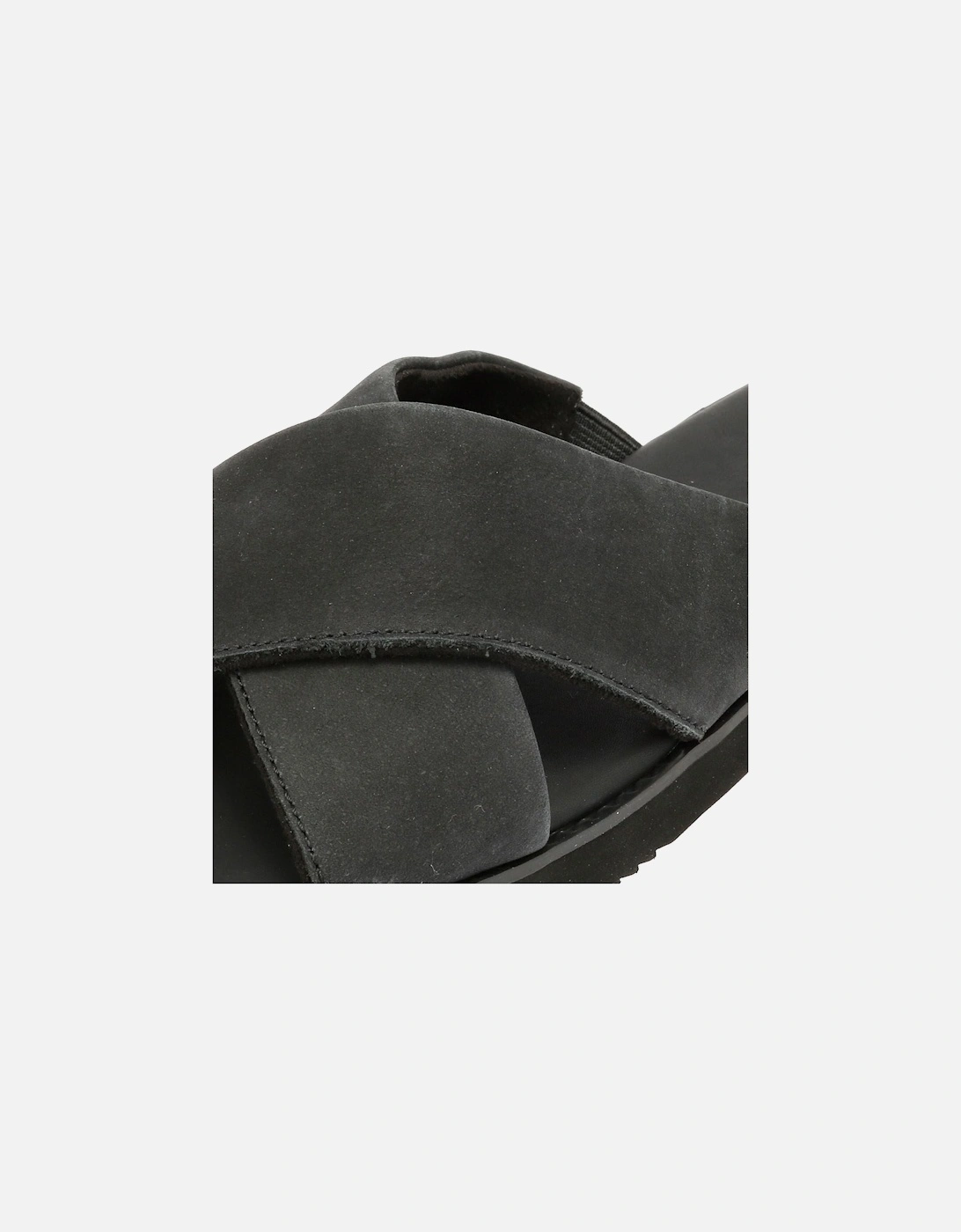 Mae Crossover Leather Women's Black Sandals