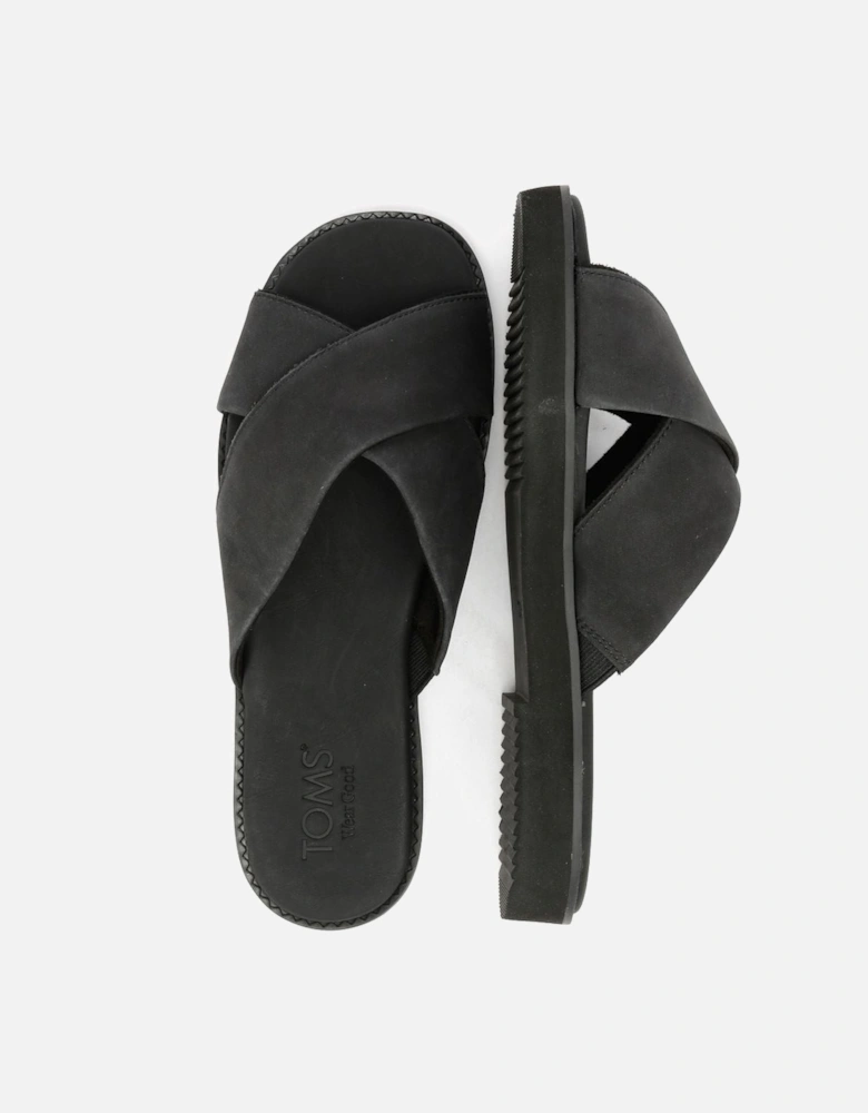 Mae Crossover Leather Women's Black Sandals