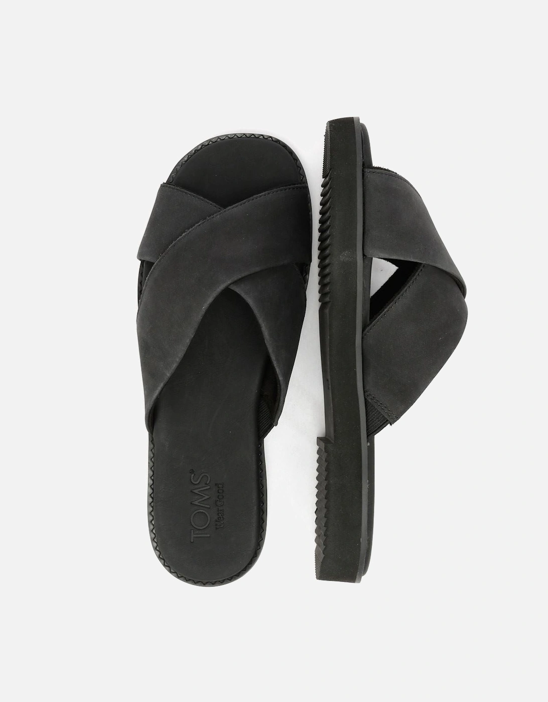 Mae Crossover Leather Women's Black Sandals