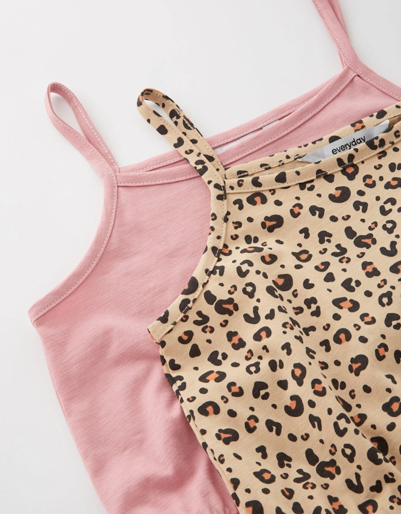 Girls Animal Print 2 Pack Playsuit - Multi