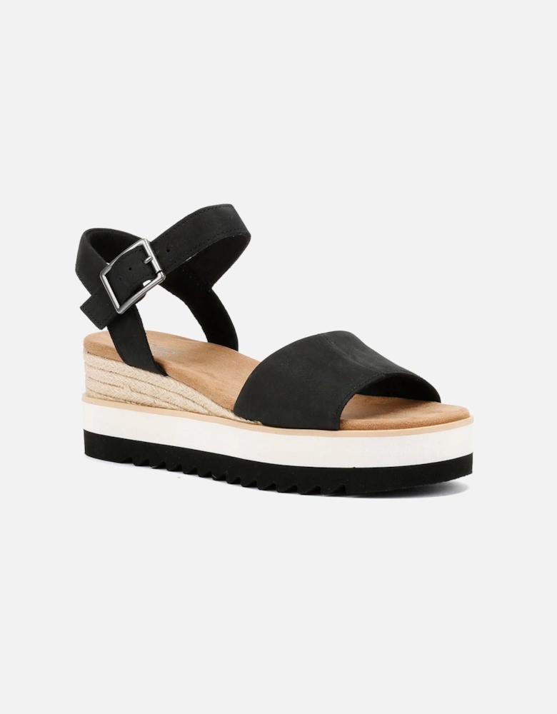 Diana Leather Women's Black Sandal Wedges