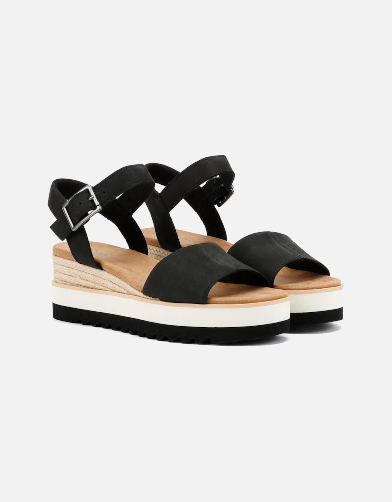 Diana Leather Women's Black Sandal Wedges
