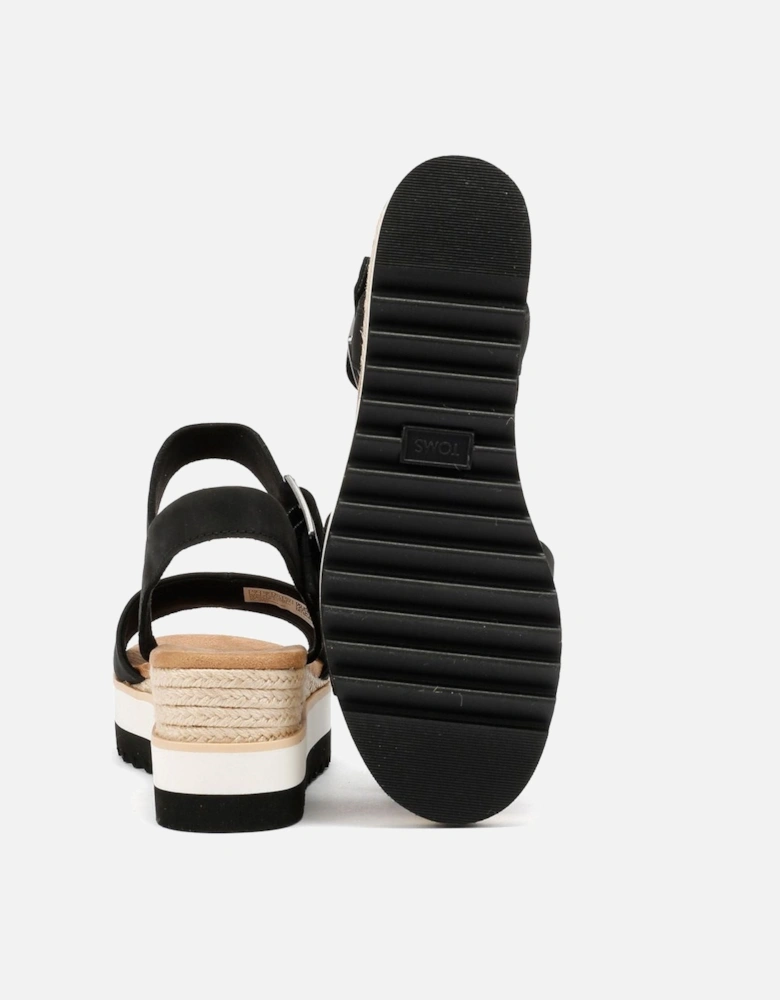 Diana Leather Women's Black Sandal Wedges