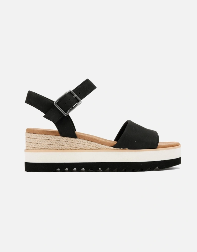 Diana Leather Women's Black Sandal Wedges