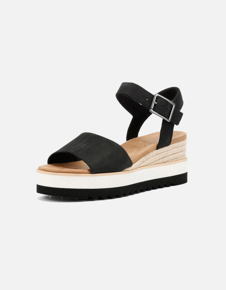 Diana Leather Women's Black Sandal Wedges