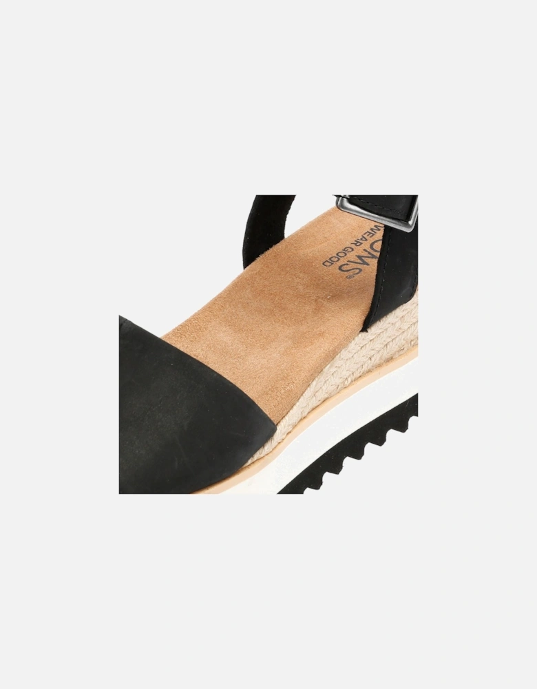 Diana Leather Women's Black Sandal Wedges