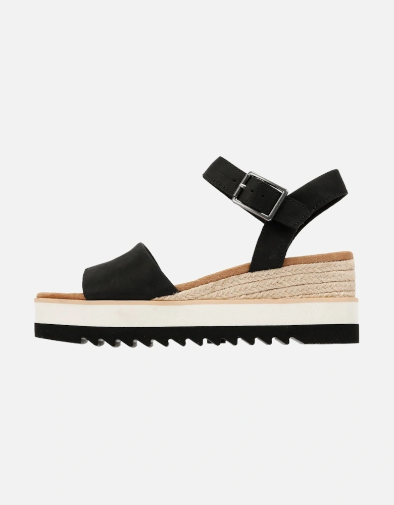 Diana Leather Women's Black Sandal Wedges