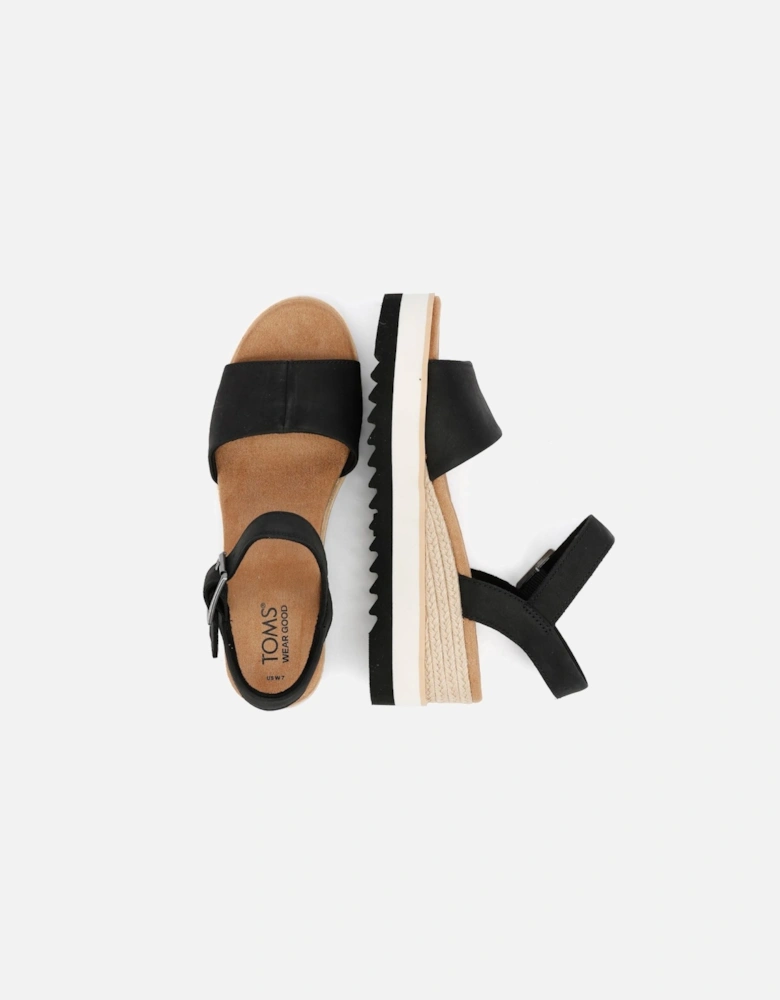 Diana Leather Women's Black Sandal Wedges