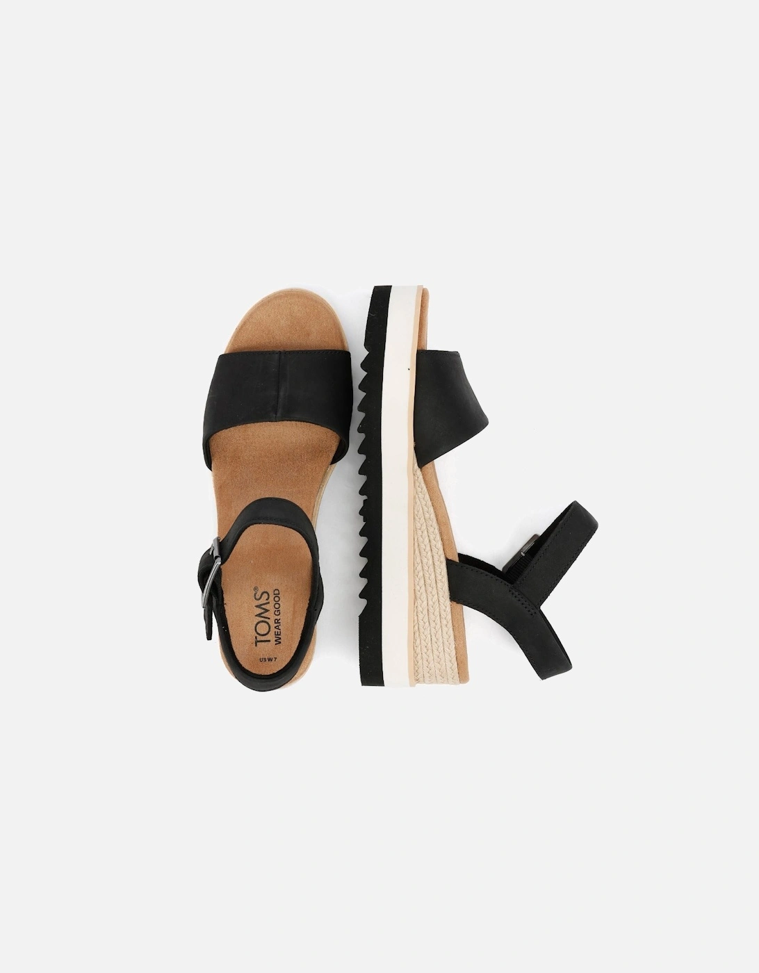 Diana Leather Women's Black Sandal Wedges