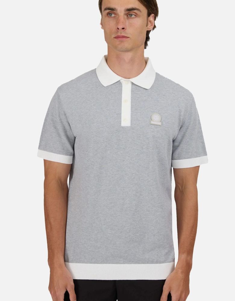 3-Button Knitted Polo Gray
