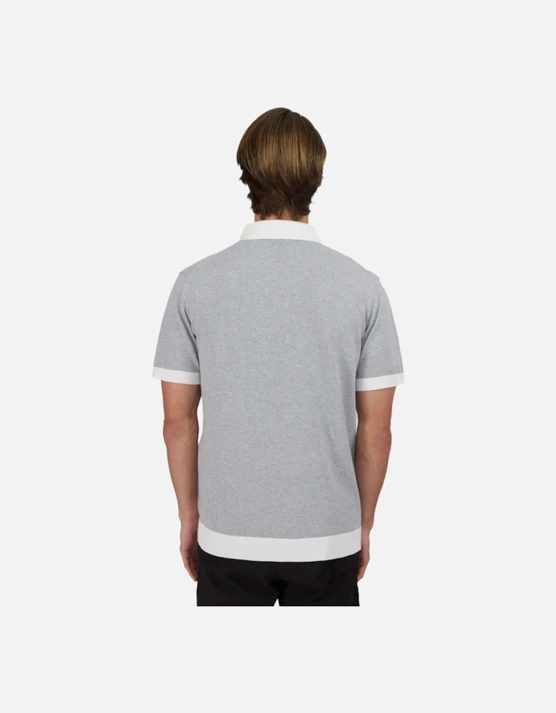 3-Button Knitted Polo Gray