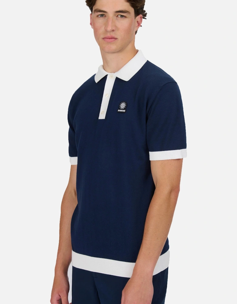 3-Button Knitted Polo Navy