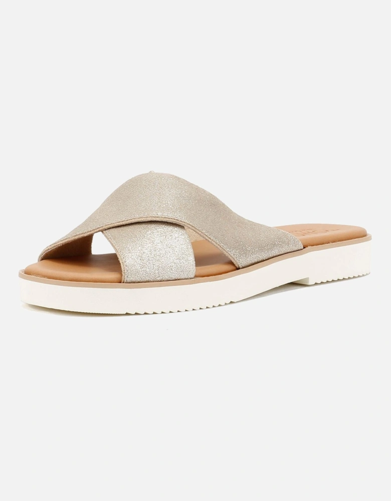 Mae Crossover Suede Women's Metallic Champagne Sandals