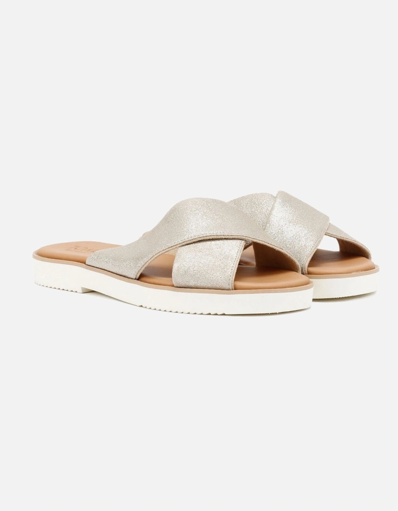 Mae Crossover Suede Women's Metallic Champagne Sandals