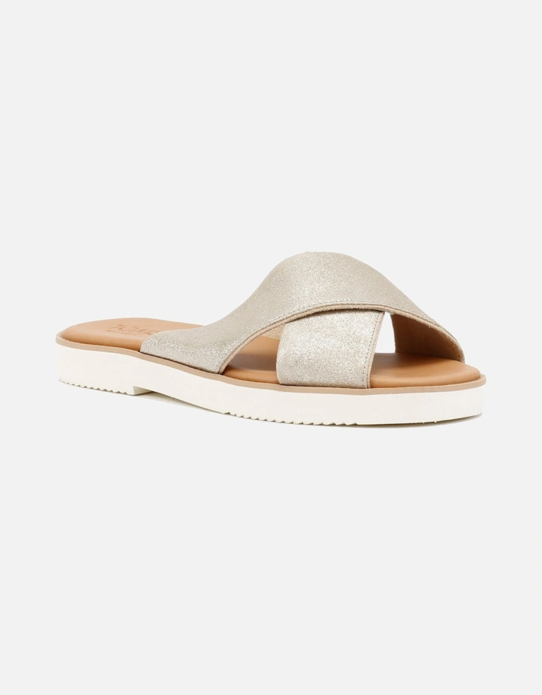 Mae Crossover Suede Women's Metallic Champagne Sandals