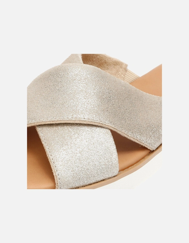 Mae Crossover Suede Women's Metallic Champagne Sandals