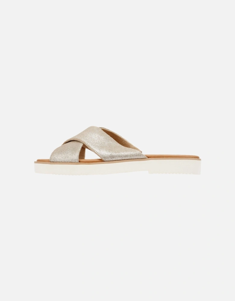 Mae Crossover Suede Women's Metallic Champagne Sandals