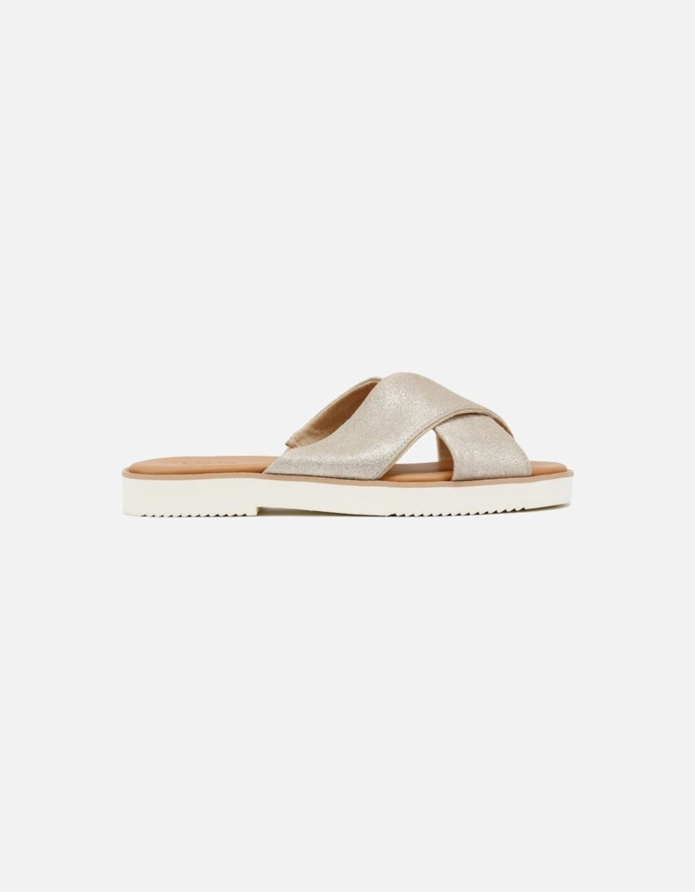 Mae Crossover Suede Women's Metallic Champagne Sandals