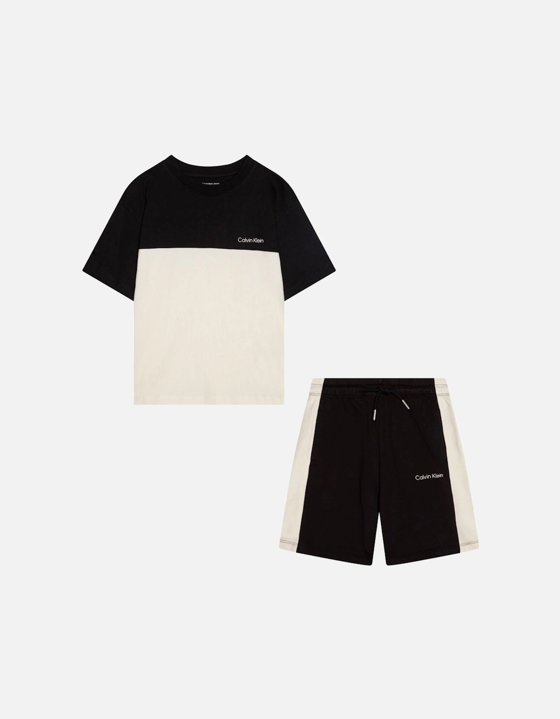 BOYS COLOUR BLOCK BLACK SHORTS SET, 2 of 1