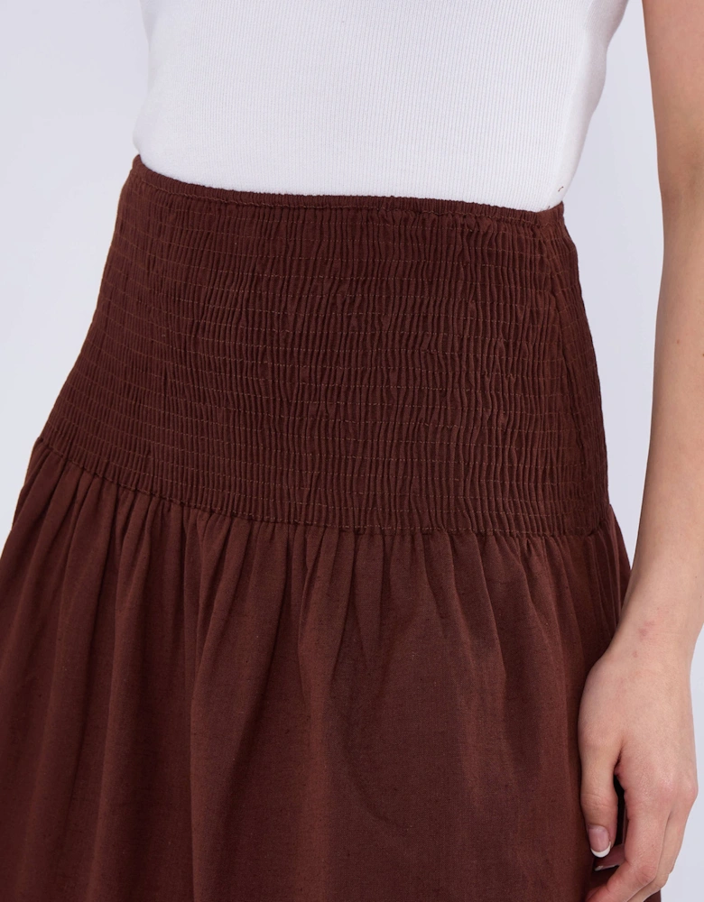Chocolate Cotton Smock Tiered Cotton Maxi Skirt