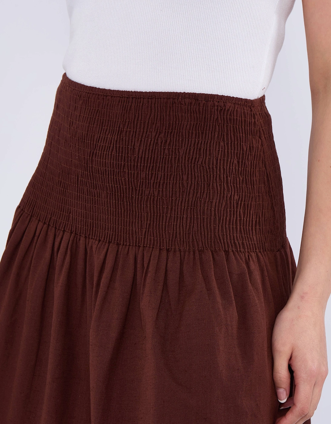 Chocolate Cotton Smock Tiered Cotton Maxi Skirt