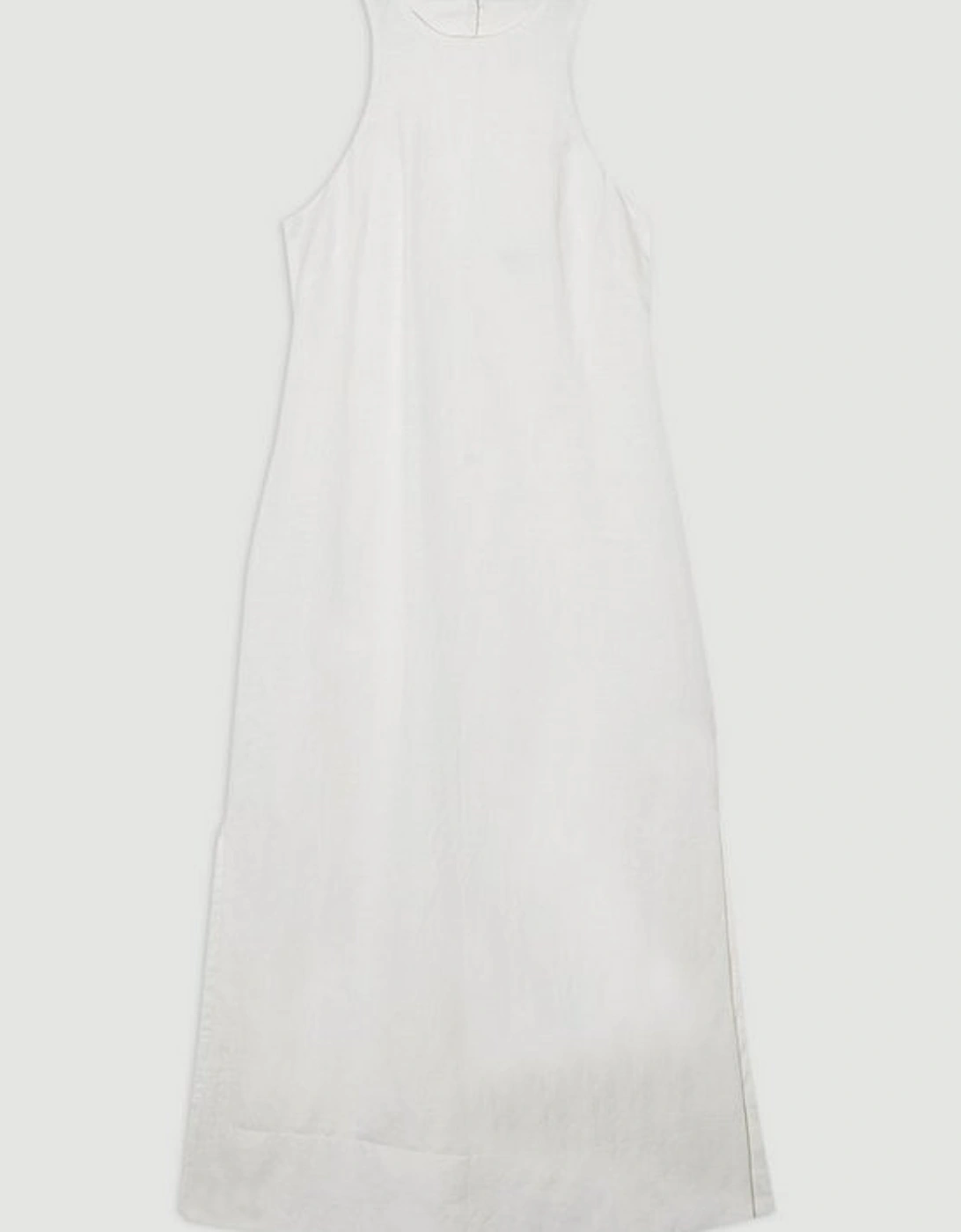 Viscose Linen Halter Open Back Woven Column Dress