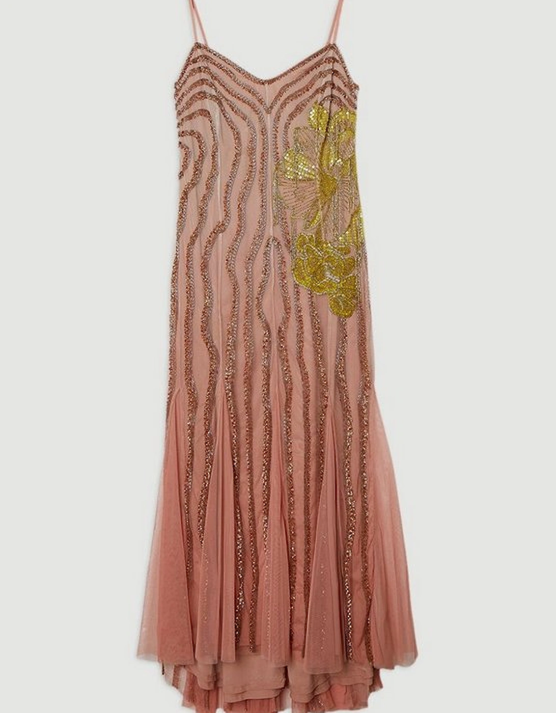 Digital Ophelia Ombre Beaded Strapless Woven Maxi Dress