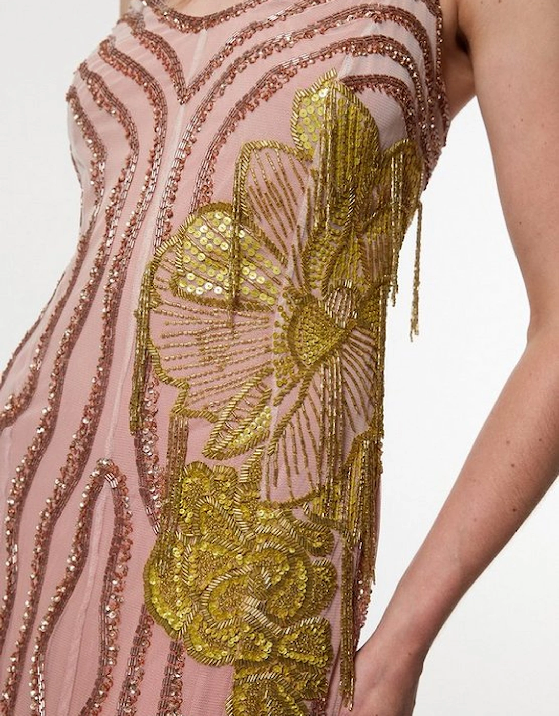 Digital Ophelia Ombre Beaded Strapless Woven Maxi Dress