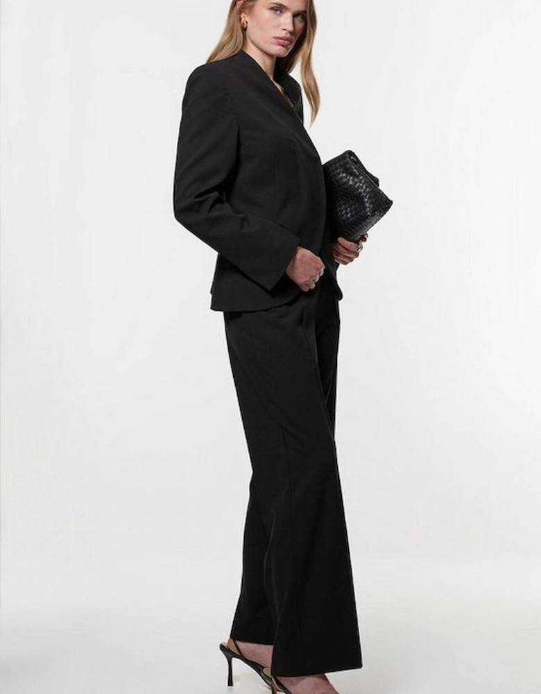 Compact Stretch Pocket Detail Tailored Wide Leg Trouser