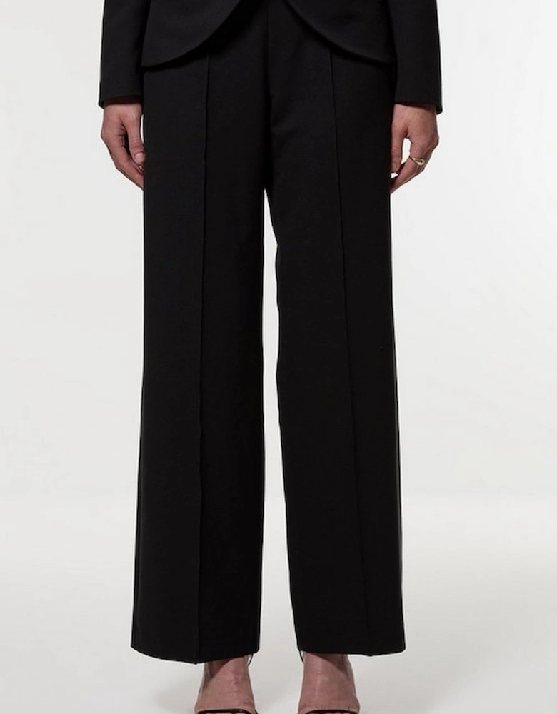 Compact Stretch Pocket Detail Tailored Wide Leg Trouser