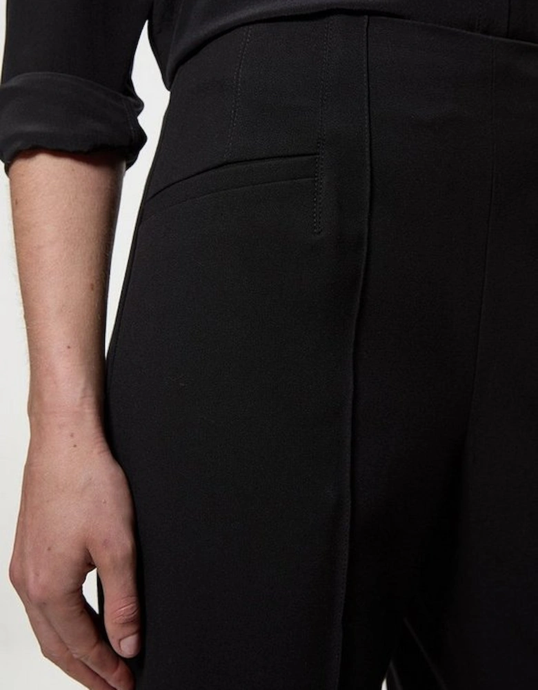 Compact Stretch Pocket Detail Tailored Wide Leg Trouser