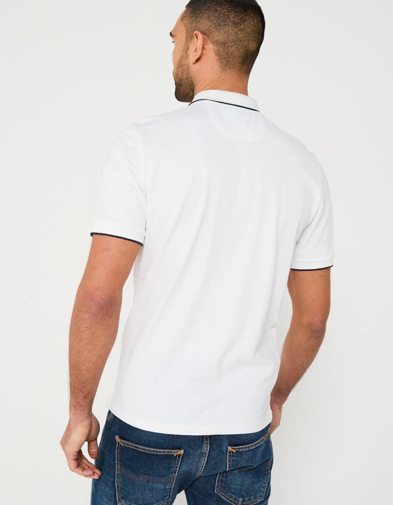 Piping Trim Logo Polo Shirt - White