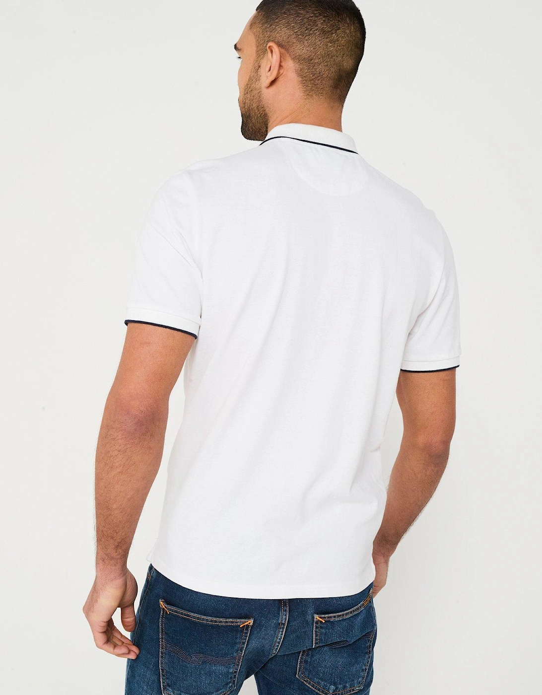 Piping Trim Logo Polo Shirt - White