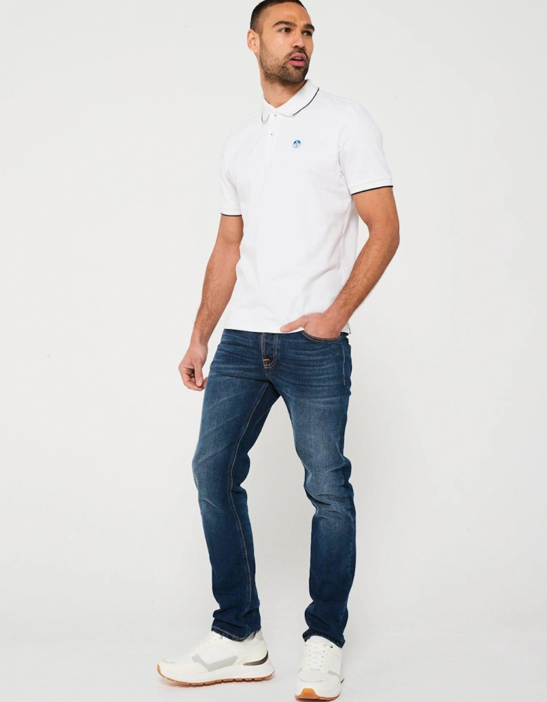 Piping Trim Logo Polo Shirt - White