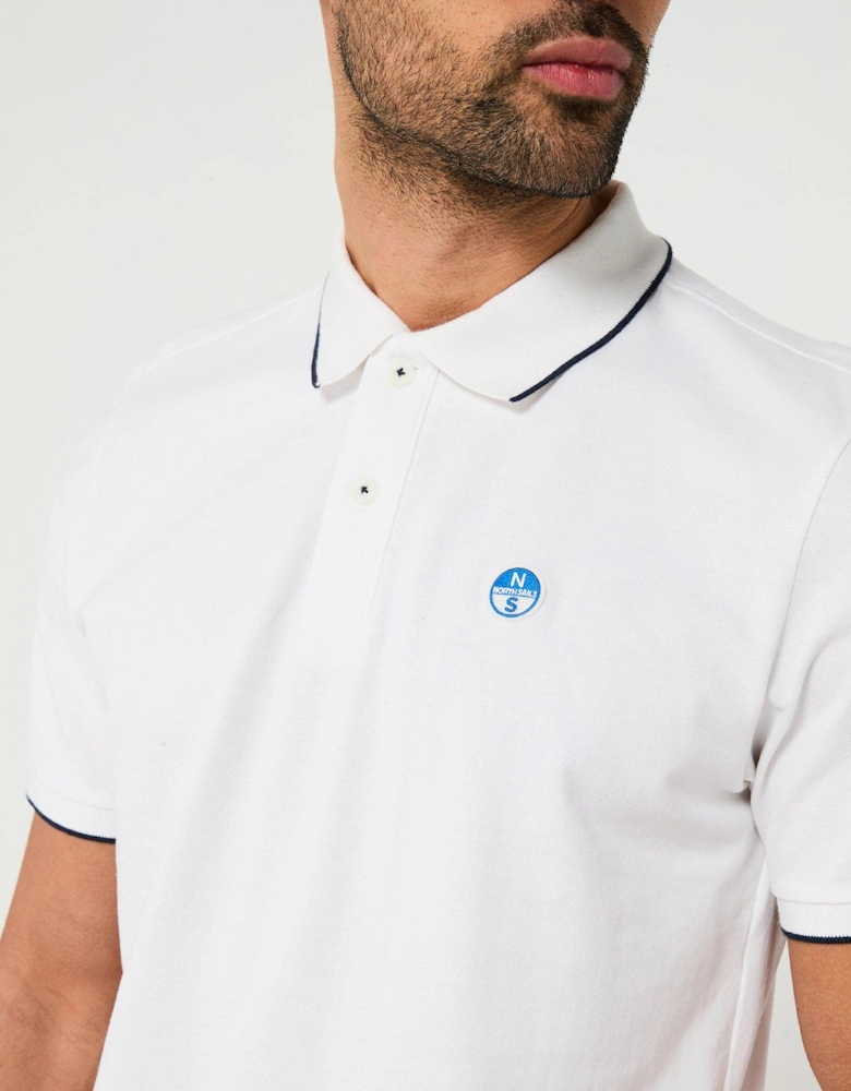 Piping Trim Logo Polo Shirt - White